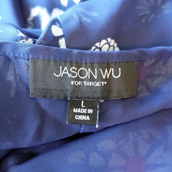 Jason Wu For Target Navy with White Florals Chiffon Sleeveless Dress Size Large - Picture 3 of 15